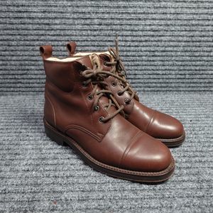 Vintage Gap Boots Mens 8 D Brown Leather Combat Cap Toe Ankle Work Made In Italy